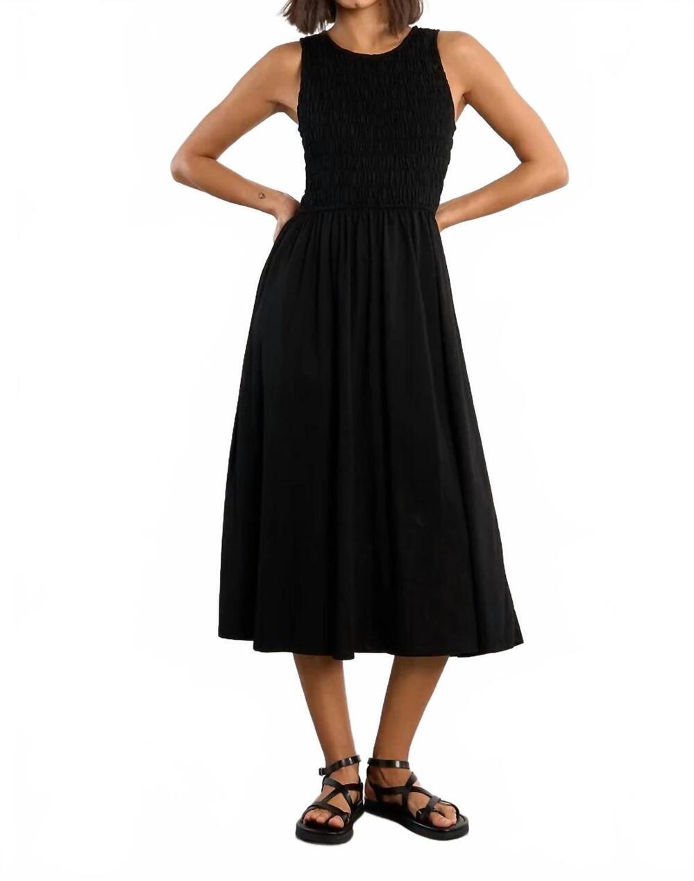 NEW MOLLY BRACKEN smocked cotton t dress in black